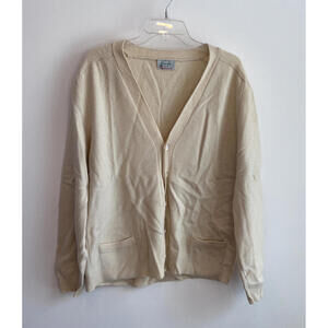 United Colors of Benetton Cream Colored Cardigan Mens 52cm Button Up 100% Wool